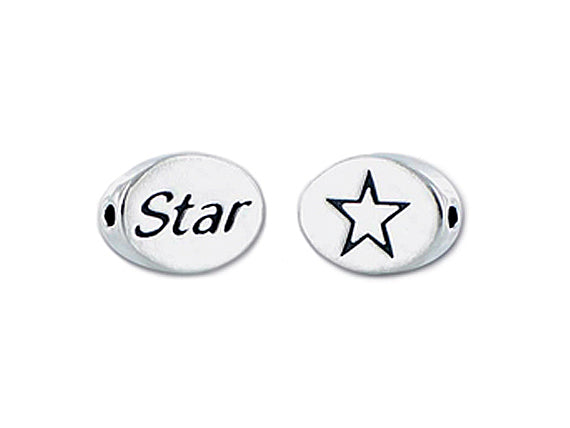 1 pc Sterling Silver Oval Message Beads 11 x 8 x 3mm, Double-Sided 1.5mm hole, Choose Bead - SSMB