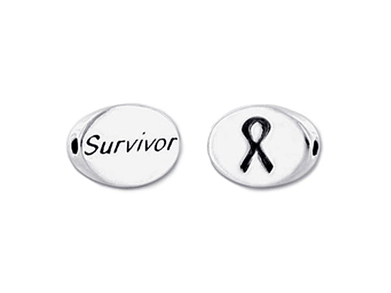 1 pc Sterling Silver Oval Message Beads 11 x 8 x 3mm, Double-Sided 1.5mm hole, Choose Bead - SSMB