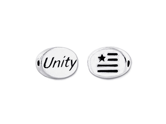 1 pc Sterling Silver Oval Message Beads 11 x 8 x 3mm, Double-Sided 1.5mm hole, Choose Bead - SSMB