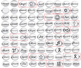 1 pc Sterling Silver Oval Message Beads 11 x 8 x 3mm, Double-Sided 1.5mm hole, Choose Bead - SSMB