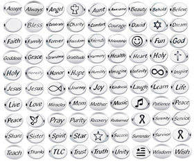 1 pc Sterling Silver Oval Message Beads 11 x 8 x 3mm, Double-Sided 1.5mm hole, Choose Bead - SSMB