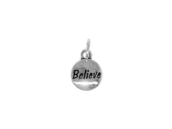1 pc Sterling Silver Domed Message Charms 11 x 15 x 3mm, 2mm hole, Choose Charm - SSMC