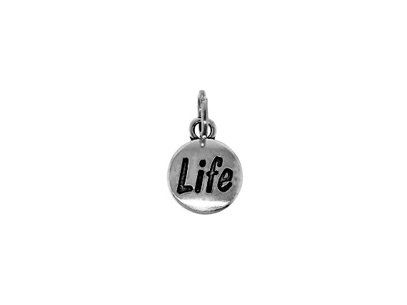 1 pc Sterling Silver Domed Message Charms 11 x 15 x 3mm, 2mm hole, Choose Charm - SSMC