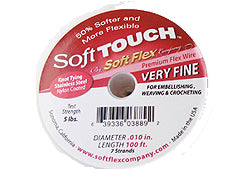 100 Feet - Soft Touch .010 inch 7 Strand Wire  Clear (Satin Silver) - BeadPrism