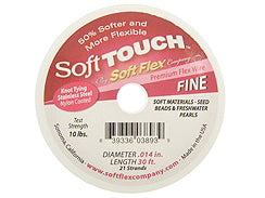 30 Feet - Soft Touch .014 inch FINE 21 Strand Wire  Clear (Satin Silver) - BeadPrism