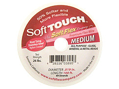 100 Feet - Soft Touch .019 inch MEDIUM 49 Strand Wire  Clear (Satin Silver) - BeadPrism
