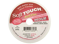 30 Feet - Soft Touch .019 inch MEDIUM 49 Strand Wire  Clear (Satin Silver) - BeadPrism