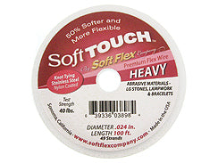 100 Feet - Soft Touch .024 inch HEAVY 49 Strand Wire  Clear (Satin Silver) - BeadPrism