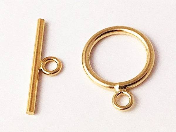 14K Gold Filled Toggle Clasps 11mm Round Smooth, 16mm Bar, 16x11mm Flat Round Toggle Clasp for Necklace and Jewelry Making - 1 Set - TCG15-1P