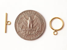 Load image into Gallery viewer, 14K Gold Filled Toggle Clasps 11mm Round Smooth, 16mm Bar, 16x11mm Flat Round Toggle Clasp for Necklace and Jewelry Making - 1 Set - TCG15-1P