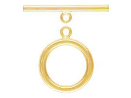 14K Gold Filled Toggle Clasps 15mm Round Smooth, 24mm Bar, 24x15mm Flat Round Toggle Clasp for Necklace and Jewelry Making - 1 Set - TCG24-1P - BeadPrism