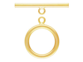 14K Gold Filled Toggle Clasps 15mm Round Smooth, 24mm Bar, 24x15mm Flat Round Toggle Clasp for Necklace and Jewelry Making - 1 Set - TCG24-1P - BeadPrism