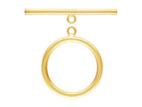 14K Gold Filled Toggle Clasps 20mm Round Smooth, 31mm Bar, 31x20mm Flat Round Toggle Clasp for Necklace and Jewelry Making - 1 Set - TCG25-1P - BeadPrism