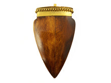 Load image into Gallery viewer, 1 pc Bone Flat Arrow Pendant Brown Tone with Gold Tone Cap, 69 x 39 x 10mm Tribal Nepal Tibetan Boho - BeadPrism
