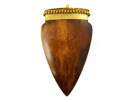 1 pc Bone Flat Arrow Pendant Brown Tone with Gold Tone Cap, 69 x 39 x 10mm Tribal Nepal Tibetan Boho - BeadPrism