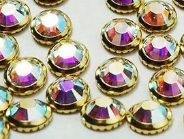 1440  Crystal AB (Gold color rim) - 2029  Swarovski SS16 Hotfix Flat Backs