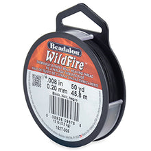 Load image into Gallery viewer, 50 Yards - Black Wildfire .20mm 12LB Test Braided Beading Thread Spool - BeadPrism
