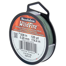 Load image into Gallery viewer, 125 Yards - Green Wildfire .20mm 12LB Test Braided Beading Thread Spool - BeadPrism