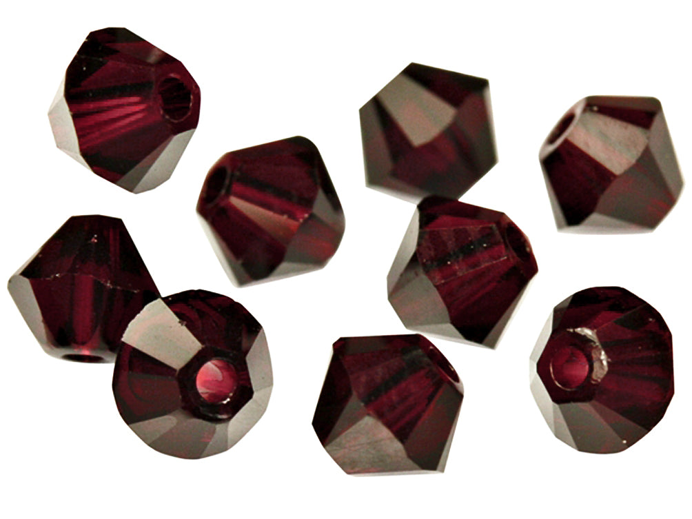 Swarovski Crystal, #5328 Bicone Beads 3mm, Garnet, Wholesale Packs - BeadPrism