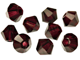 Swarovski Crystal, #5328 Bicone Beads 3mm, Garnet, Wholesale Packs - BeadPrism