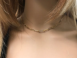Oval Elongated Link Chain Necklace 14k Gold Filled Paperclip Chain Layering Rectangle Link Chain - BeadPrism