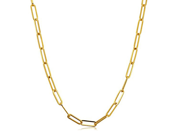 Oval Elongated Link Chain Necklace 14k Gold Filled Paperclip Chain Layering Rectangle Link Chain - BeadPrism