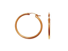 Load image into Gallery viewer, Gold Hoop Earrings, 14K Gold Filled, RoseGold Filled, 1 Pair 2mm Thick, 3 Sizes 15mm, 18mm, 22mm - BeadPrism