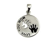 Load image into Gallery viewer, Love you Mom Sterling Silver Charm 15mm, Message Charm, Mom charm, 925 Sterling Silver Charm Necklace - BeadPrism