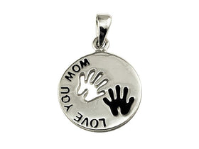 Love you Mom Sterling Silver Charm 15mm, Message Charm, Mom charm, 925 Sterling Silver Charm Necklace - BeadPrism