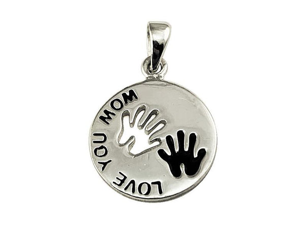 Love you Mom Sterling Silver Charm 15mm, Message Charm, Mom charm, 925 Sterling Silver Charm Necklace - BeadPrism