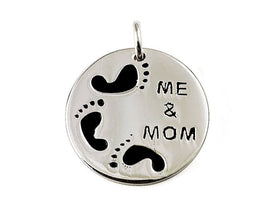 Me & Mom Sterling Silver Charm 15mm, Me and Mom Message Charm, Mom charm, 925 Sterling Silver Charm Necklace - BeadPrism