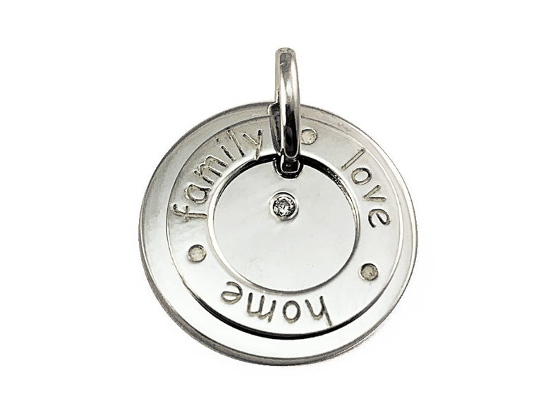 Love Family Home CZ Sterling Silver Charm 15mm, Message Charm, Family charm, 925 Sterling Silver Charm Necklace - BeadPrism