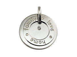 Love Family Home CZ Sterling Silver Charm 15mm, Message Charm, Family charm, 925 Sterling Silver Charm Necklace - BeadPrism