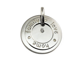 Love Family Home CZ Sterling Silver Charm 15mm, Message Charm, Family charm, 925 Sterling Silver Charm Necklace - BeadPrism