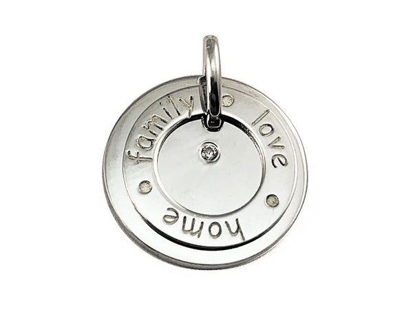 Love Family Home CZ Sterling Silver Charm 15mm, Message Charm, Family charm, 925 Sterling Silver Charm Necklace - BeadPrism