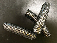 Load image into Gallery viewer, Pave Connector Bar CZ Gun Metal, Diamond Look, 1.5" 36 x 8mm, 5mm Hole, Curved Tube 1 Pc - BMPCB-DR - BeadPrism