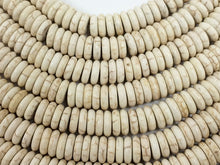 Load image into Gallery viewer, 10mm White Howlite Heishi discs, Ivory Turquoise Rondelle disc beads, 16" strand 120 beads - SMAG149 - BeadPrism