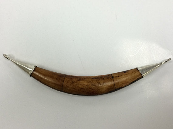 Real Bone Brown Tusk Pendant Double capped 2 sideway loops antique Antique Hand made 5.5" - TP152-AS - BeadPrism