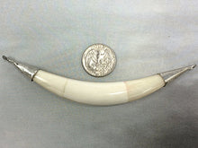 Load image into Gallery viewer, Hand Made Whitish Bone Tusk Pendant with 2 sideway loops, 5.5"- TP152-WS - BeadPrism