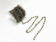 Load image into Gallery viewer, Labodorite wire wrapped chain, 5-6mm faceted Gold Plated wire, Rosary Chain 1 Foot - CHGS-LBGW - BeadPrism