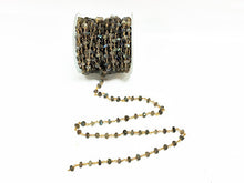 Load image into Gallery viewer, Labodorite wire wrapped chain, 5-6mm faceted Gold Plated wire, Rosary Chain 1 Foot - CHGS-LBGW - BeadPrism