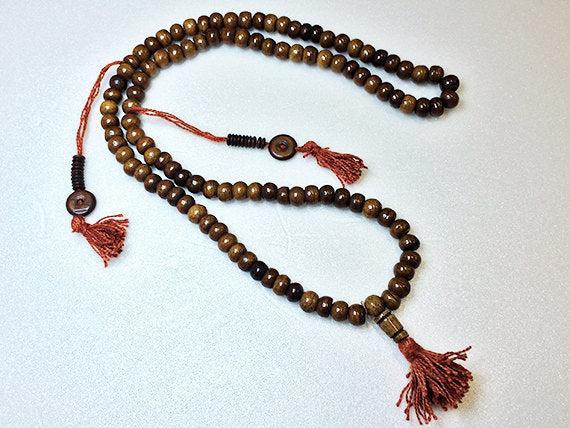 Tibetan Buddhist Bone Malah, 8.5mm, 108 Beads, - BoneMala10-brown - BeadPrism