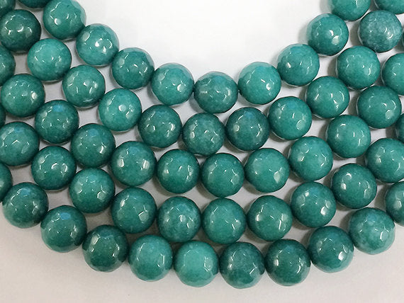 10mm Emerald Jade Faceted Round, Lush Meadow Green, Gemstones Full Bead Strand 15" 38 Beads - SJA115 - BeadPrism