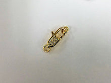 Load image into Gallery viewer, Pave 24K Gold Plated Lobster Claw clasp open jump ring, micro pave cz cubic zirconia 16mm - BMP13-GD - BeadPrism
