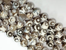 Load image into Gallery viewer, 8mm Tibet Agate Ivory Grey Cream Brown Gemstone Beads faceted Full 14.5" Strand 47 Beads - SAGT508 - BeadPrism