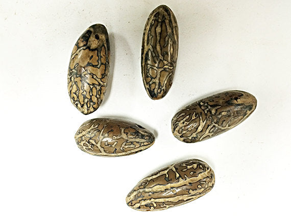 Large Focal Nut Bead Pendant 45mm top side drilled 2mm hole organic brown wood bead -NUTBEA - BeadPrism