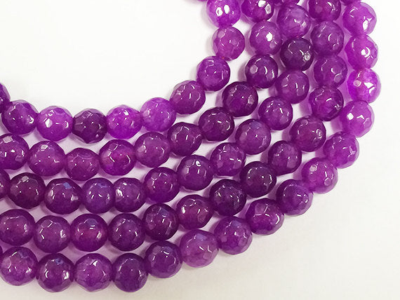 6mm Jade Faceted Round, Dark Bodacious Pink, 15 inch, 64 Beads, Pink Orchid gemstone Beads - SJA 200 - BeadPrism