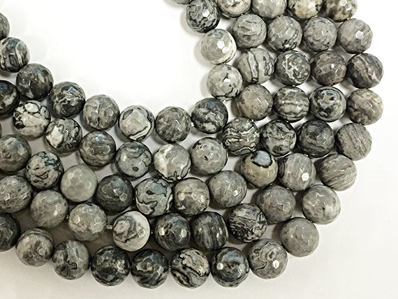25% OFF 10mm Agate Faceted Round, Sharkskin, 15", 38 Beads, Grey gemstone Beads - SAGT347 - BeadPrism