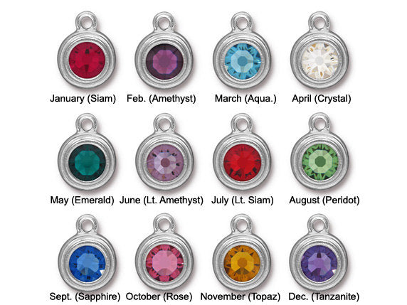 12 pcs TierraCast Bezel Drops SS34 Swarovski Birthstone Bright Rhodium Plated 1 set - BS6755S-set12T - BeadPrism