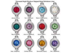 12 pc Birthstone links TierraCast Silver Tone Bezel with Swarovski Stones - BS6749S-set12T - BeadPrism